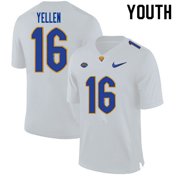 Youth #16 Joey Yellen Pitt Panthers College Football Jerseys Sale-White